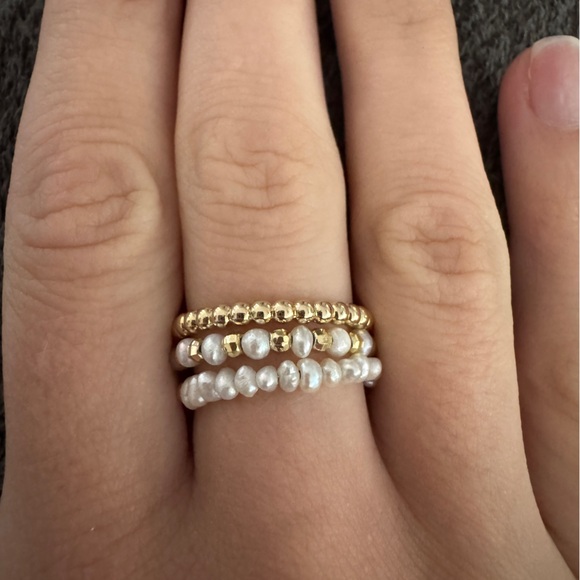 Kendra Scott Jewelry - Kendra Scott Gold and Pearl Ring Trio - Size 7